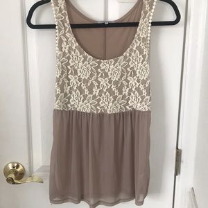 Beautiful cream and brown lace tank.